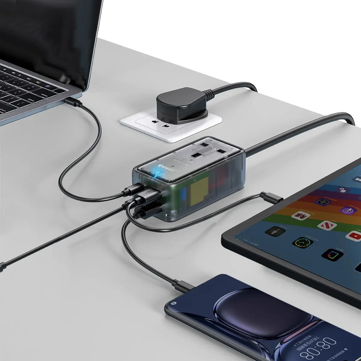 XPower PS1C 65W 5-Output Power Strip - Transparent Black XPower PS1C 65W 5-Output Power Strip - Transparent Black